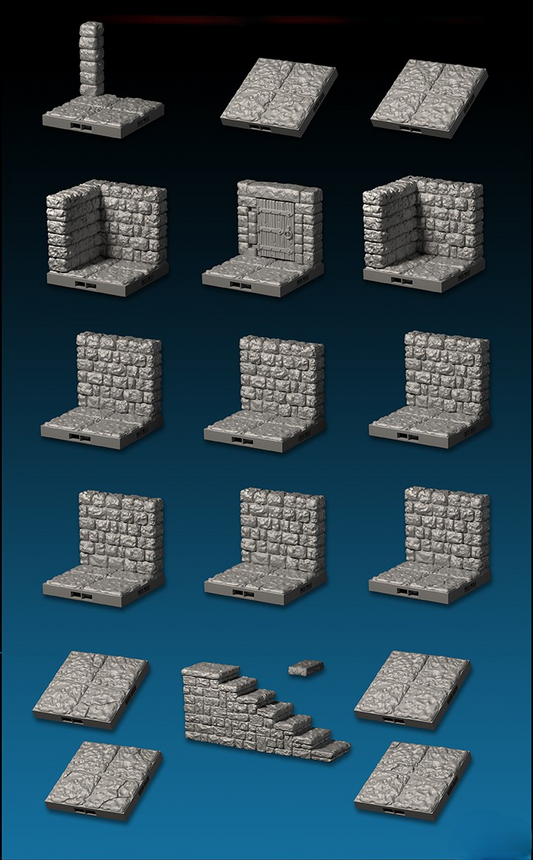 🧱 Modular Dungeon Starter Set – 3D Printed Terrain for D&D / TTRPG